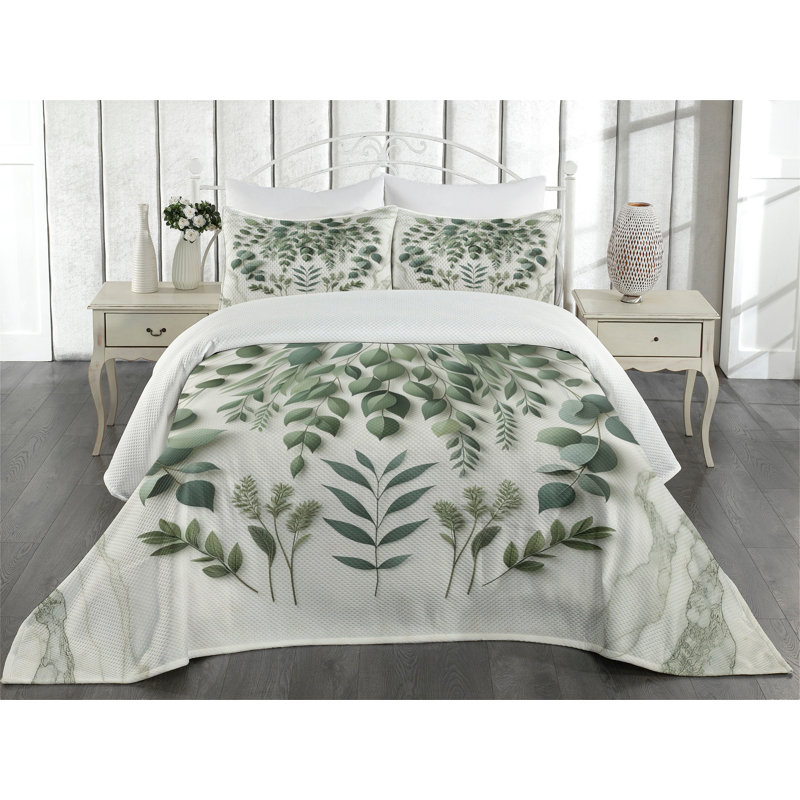 Polyester Floral Coverlet, Queen Coverlet + 2 Standard Shams