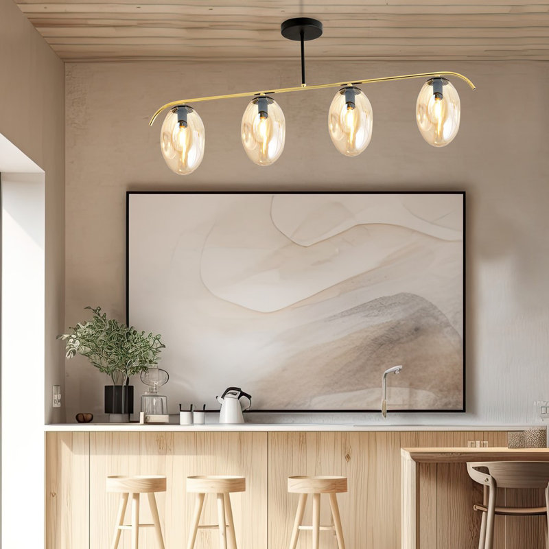 Linndale 4 - Light Kitchen Island Chandelier, Amber