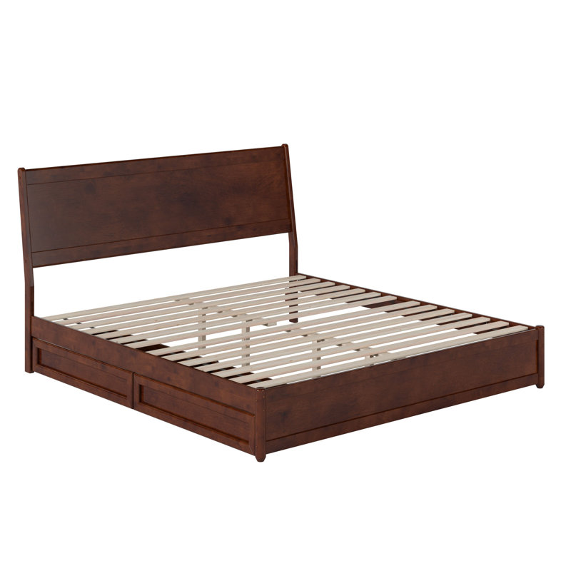 Avdesh Solid Wood Sleigh Storage Bed, King, Walnut