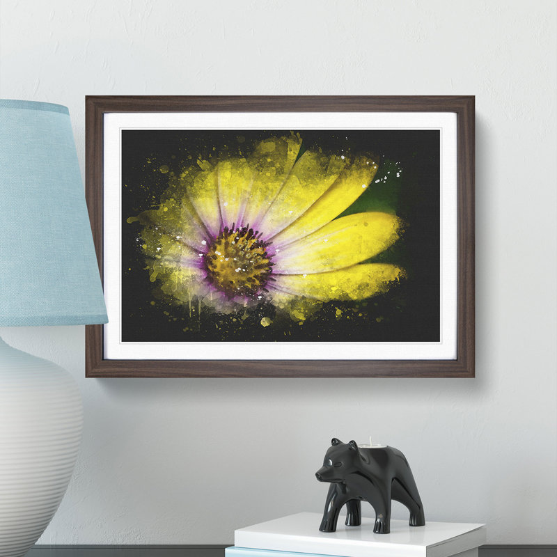 Yellow Gerbera Flower - Framed Print, Walnut Framed, 62cm H x 87cm W x 2cm D