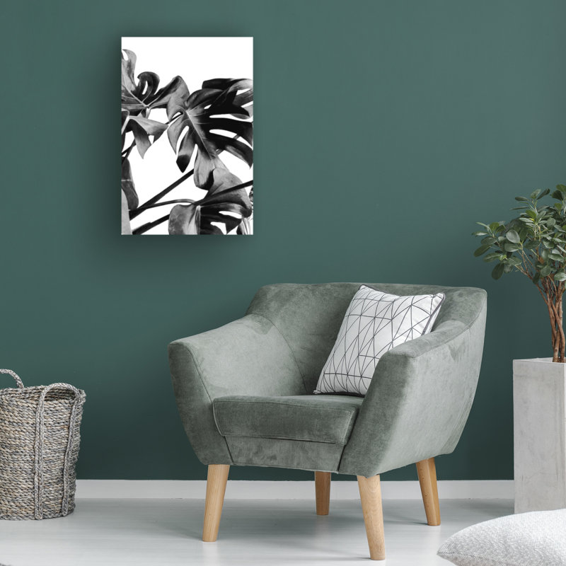 Art sur toile noir, noir et blanc, 12" H x 19" W