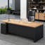 Bureau de direction en bois massif avec tiroirs Burlywood-267117452-267117448