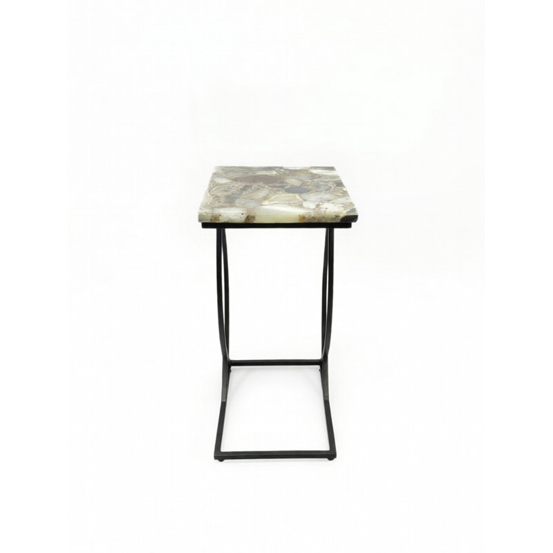 Table en C en agate et métal