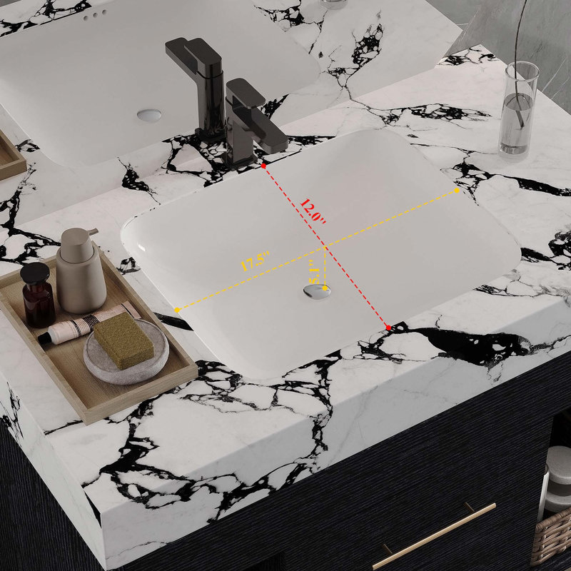 Meuble-lavabo mural flottant avec lavabo encastré, conception peu encombrante pour les petites salles de bain et les appartements
