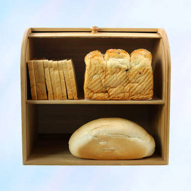 Goodpick Bamboo Bread Storage Box Double Layer Large Wood Bread