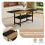 Ensemble de table de salle à manger moderne 7 pièces avec tablette de rangement - 6 chaises en tissu technique brun et table de cuisine en bois épissé pour les réunions de famille-46523754