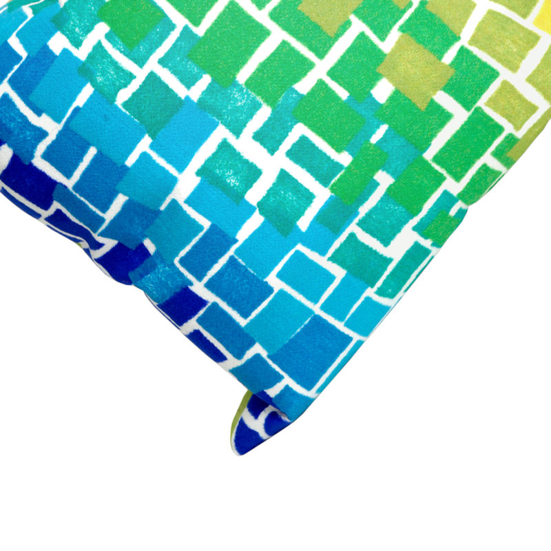 Geometric Outdoor Reversible Throw Pillow, Blue