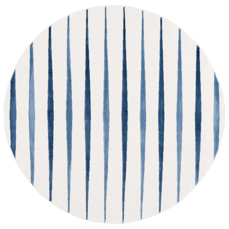 Tapis rayé Eile Performance, Rond 6 pi 7 po