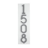 Floating Stand-Off 4-Number Vertical Sign, White /W/ Silver Modern Font Numbers