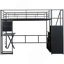 Lit mezzanine double avec poste de travail intégré, garde-robe, escalier de rangement et éclairage DEL, pour économiser de l'espace dans les chambres d'enfants