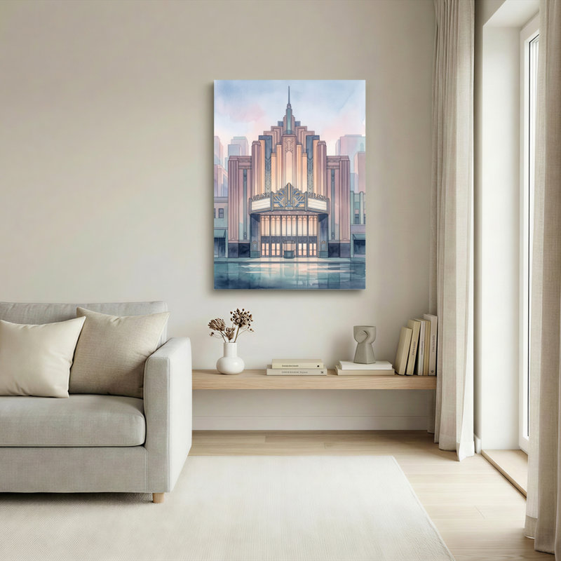 Ensemble de 1 tableau sur toile Art déco, H 48 po x l 32 po, Toile tendue