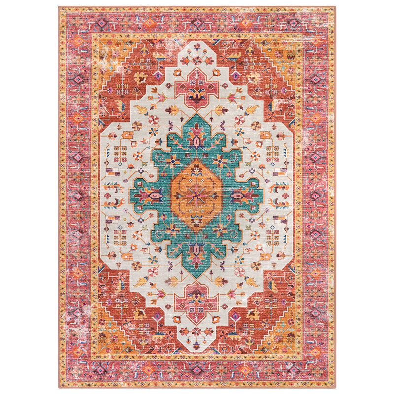 Tapis de salle à manger ultra-mince et lavable Govan, Rectangle 9 pi x 12 pi