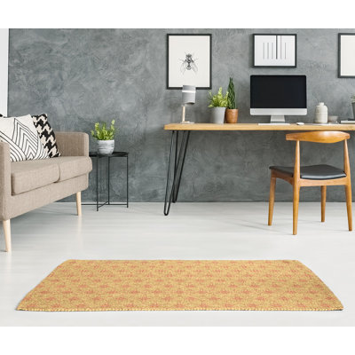 Tapis de zone jaune ornée cercles