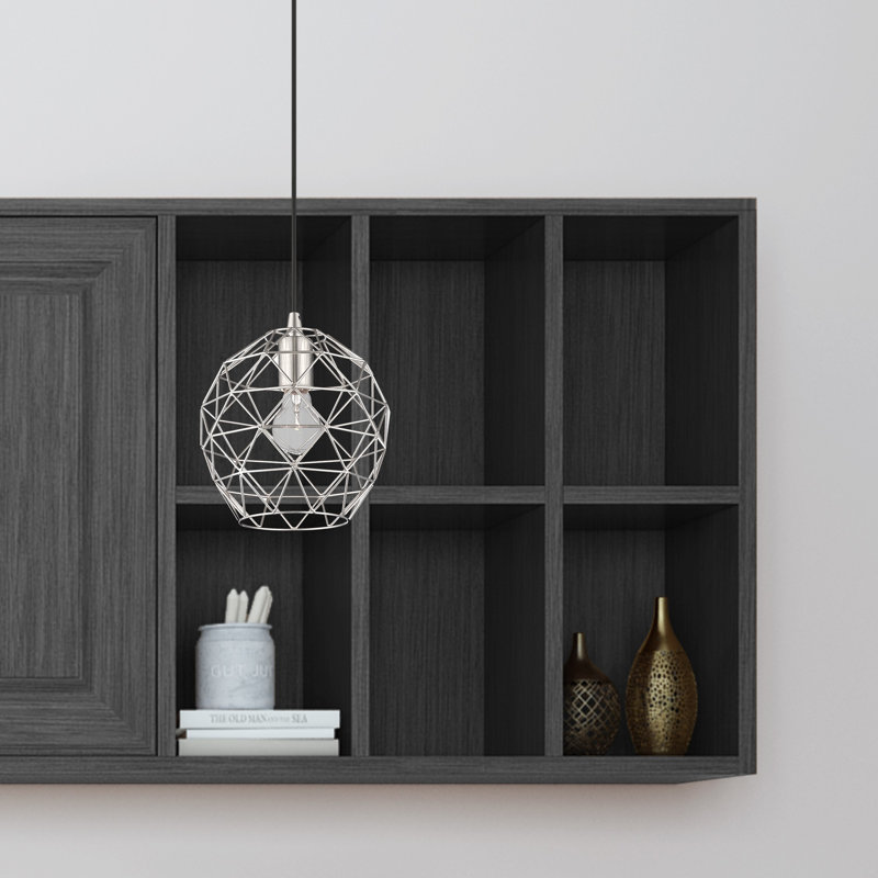 Luminaire suspendu simple à 1 lumière Lucilo, Nickel brossé