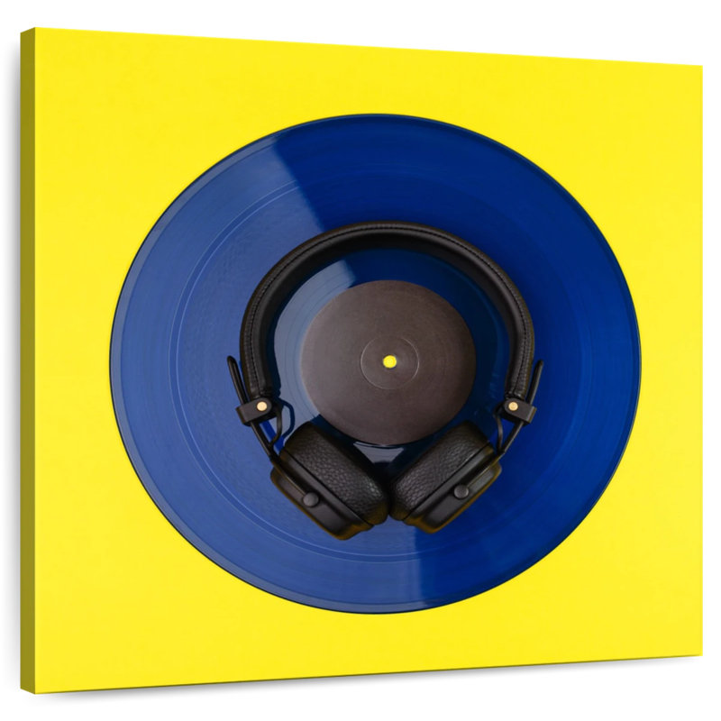 Casque d'écoute sur disque vinyle, H 10 po x l 10 po
