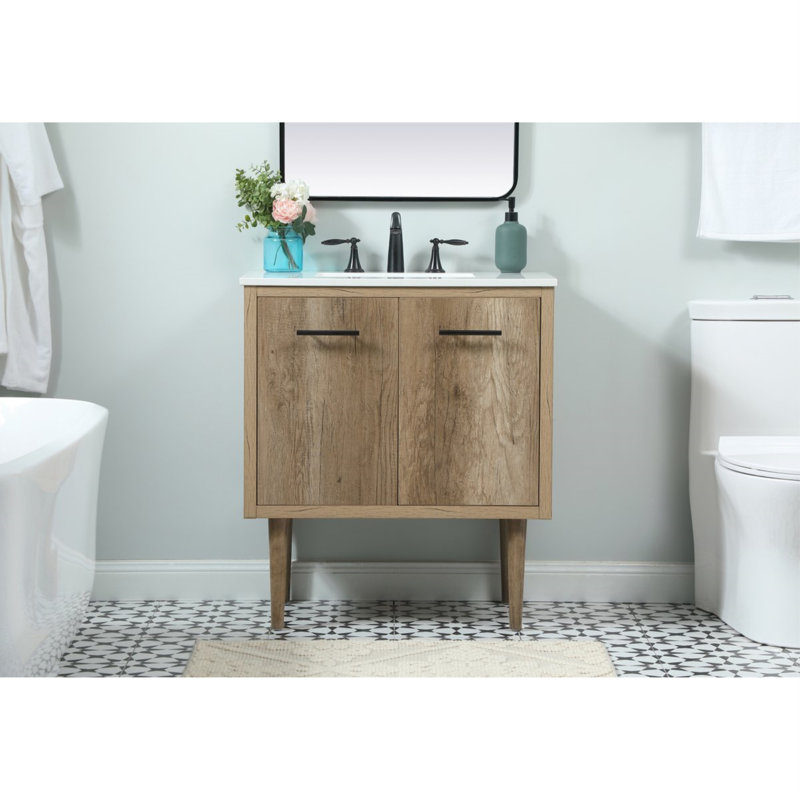 Ensemble de meuble-lavabo simple 30 po Cyrus, Chêne naturel