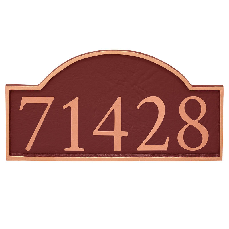 Plaque d'adresse murale 1 ligne Soft Serif, Cuivre, Rouge