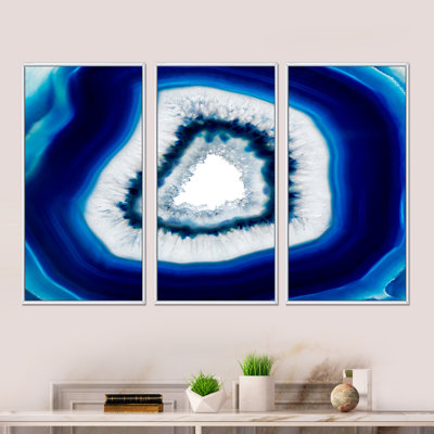 Slice Of Agate Crystal - 3 Piece Print on Canvas