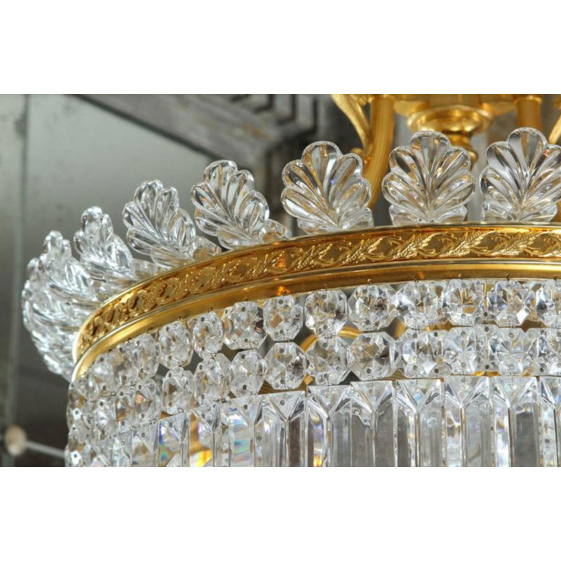 Lustre suspendu en laiton clair Crinoline, H 33 po x l 18 po x P 13 po, Bronze, Fumée