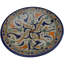 Assiette en céramique à motif bleu sarcelle / orange / bleu de la fin du 19e siècle