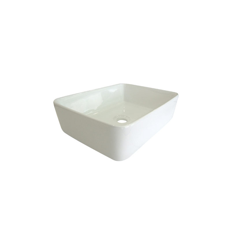Vitreous Vitreous China Rectangular Vessel Bathroom Sink, White