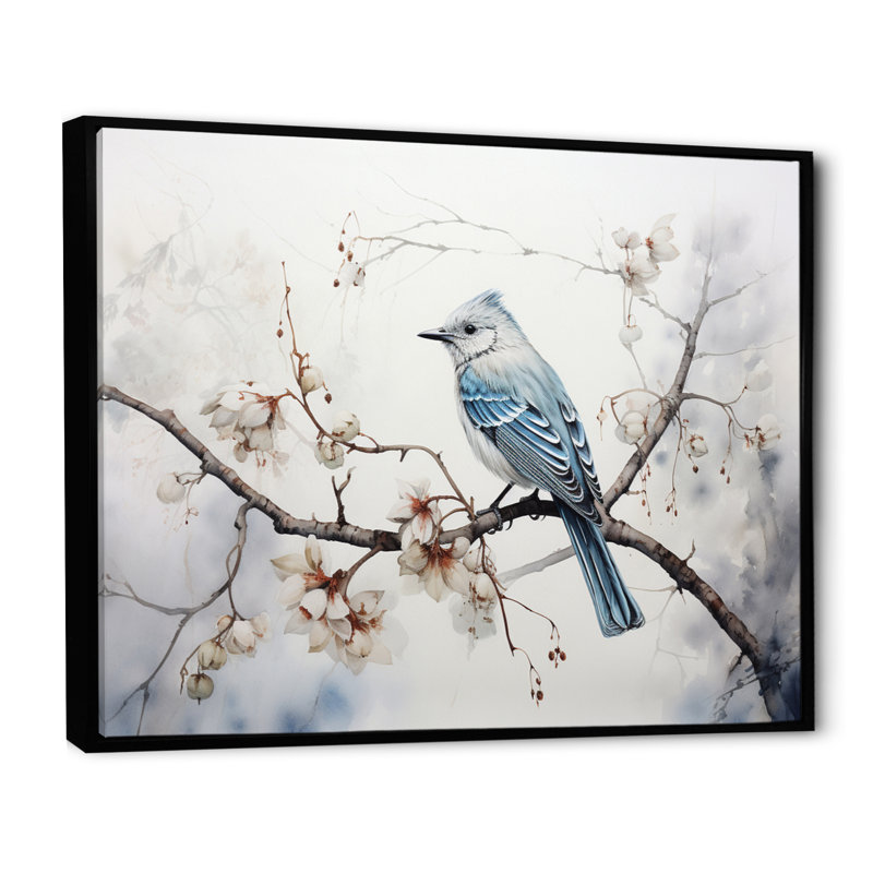 Bird On The Brink I - Animals Wall Decor, Cadre flottant noir, H 16 po x l 32 po x P 1 po