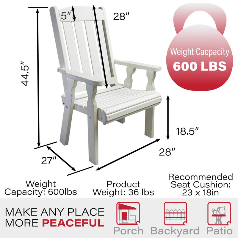Chaise de patio robuste à dossier haut 600 lb, Blanc semi-uni