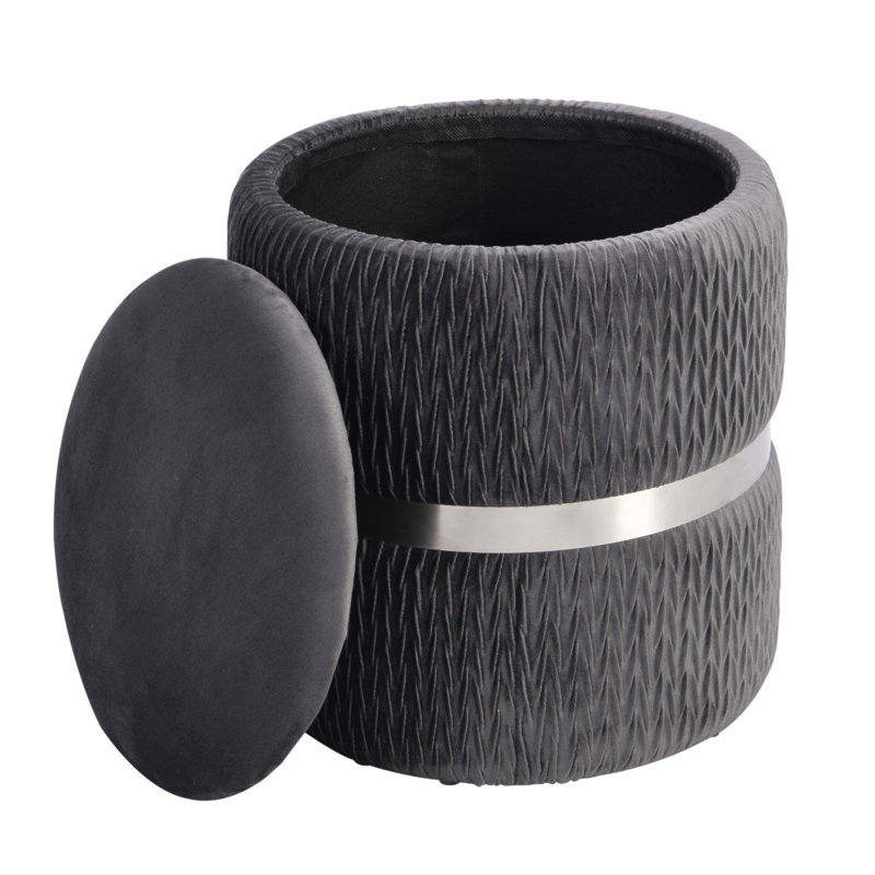 Repose-pieds rond en velours avec rangement Techni Mobile