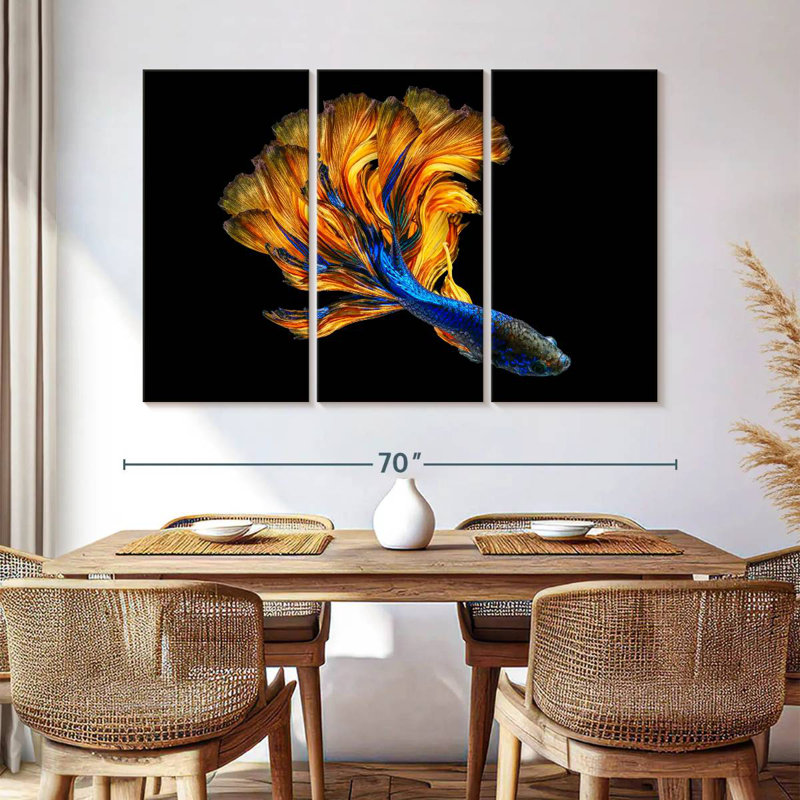Brampt Yellow Tailed Blue Betta Fish, 42" H x 65" W