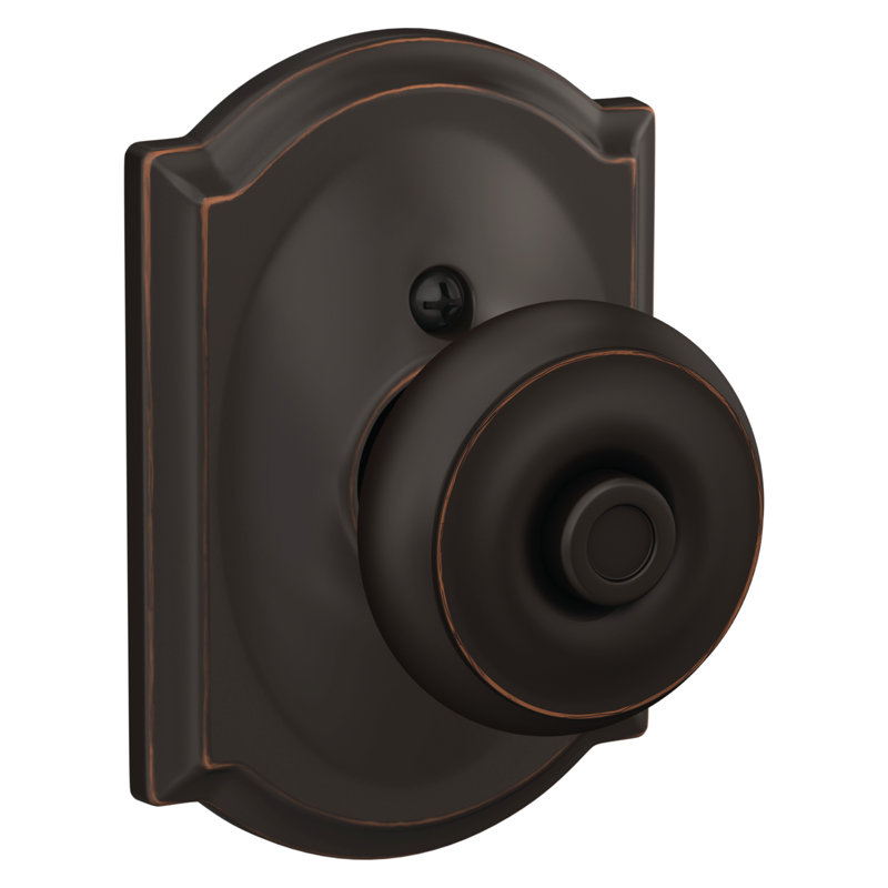 Georgian Privacy Knob with Camelot Trim, Aged Bronze