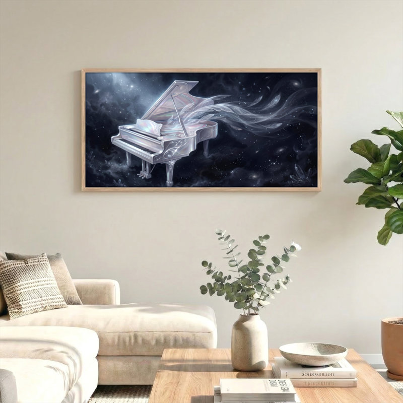 Ensemble de 1 toile murale Piano étoilé, 58“W x 28”H, Natural