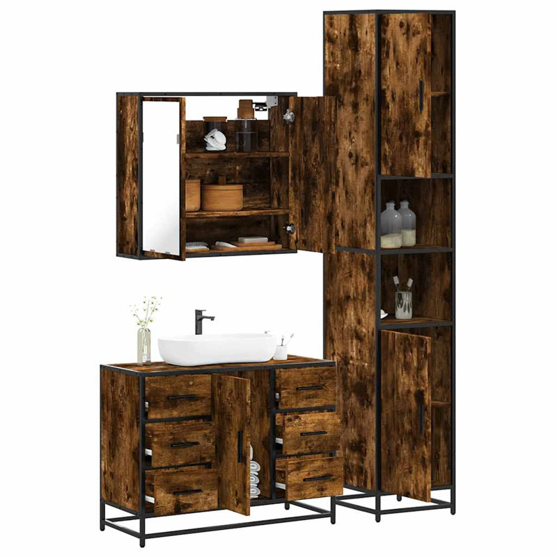 Anaeli Bathroom Furniture Suite, Dark Wood