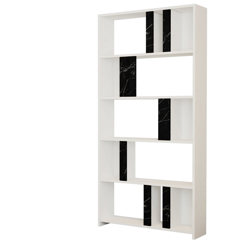 Derrius 180cm H x 90cm W Library Bookcase, White/Black