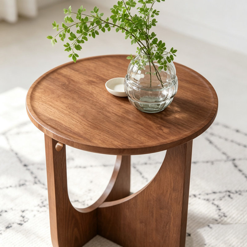 Solid Oak Round Side Table