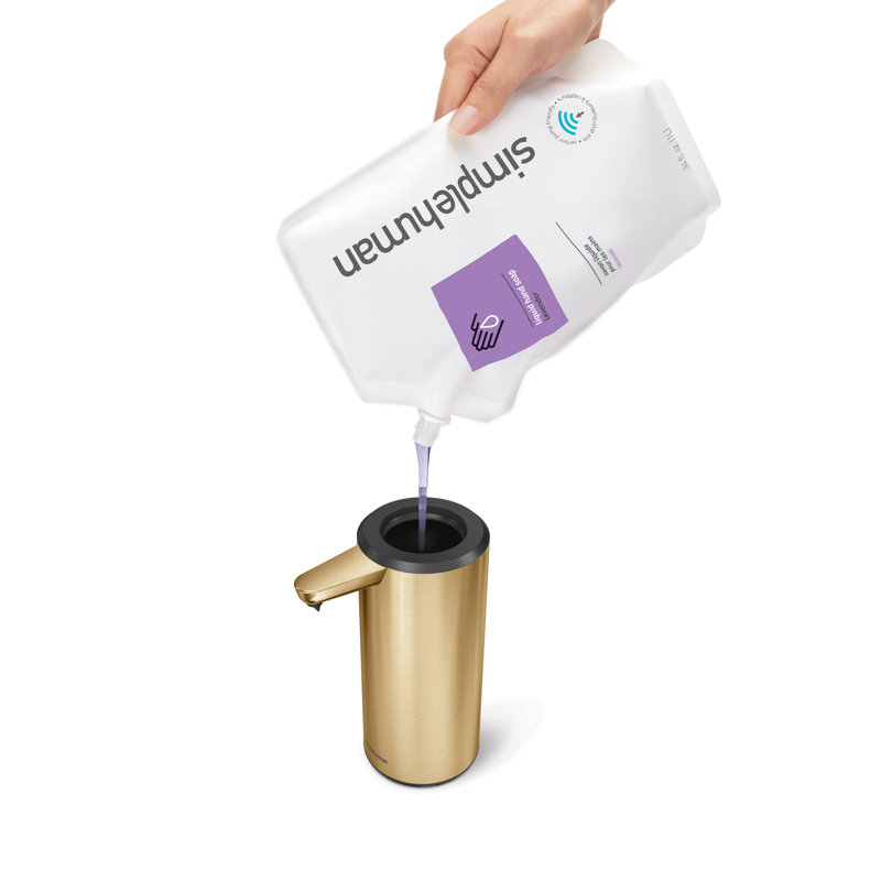 simplehuman 9 oz. Touch-Free Rechargeable Sensor Liquid Soap Pump Dispenser, Brass