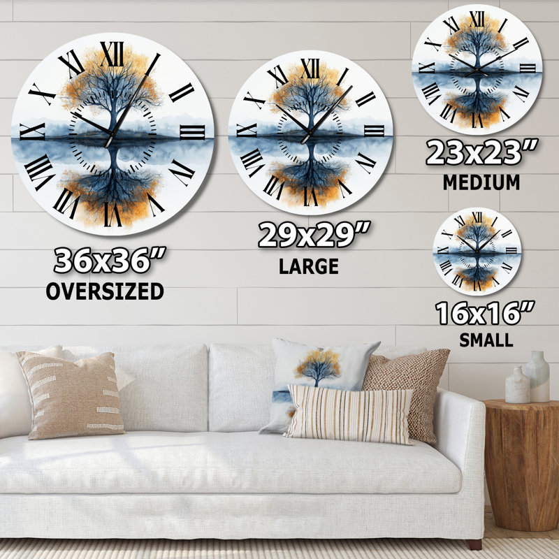 Horloge murale abstraite arbre en métal Reflection III - Nature, Oversized
