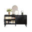 60 Inch Premium Rustic American Farmhouse Credenza with Symmetrical Sunburst Doors, Heavy-Duty TV Stand and Adjustable Shelves