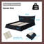 Grand lit plateforme tapissier 76,8 po - Tête de lit en velours et structure en pin massif-1047828046-1047828045