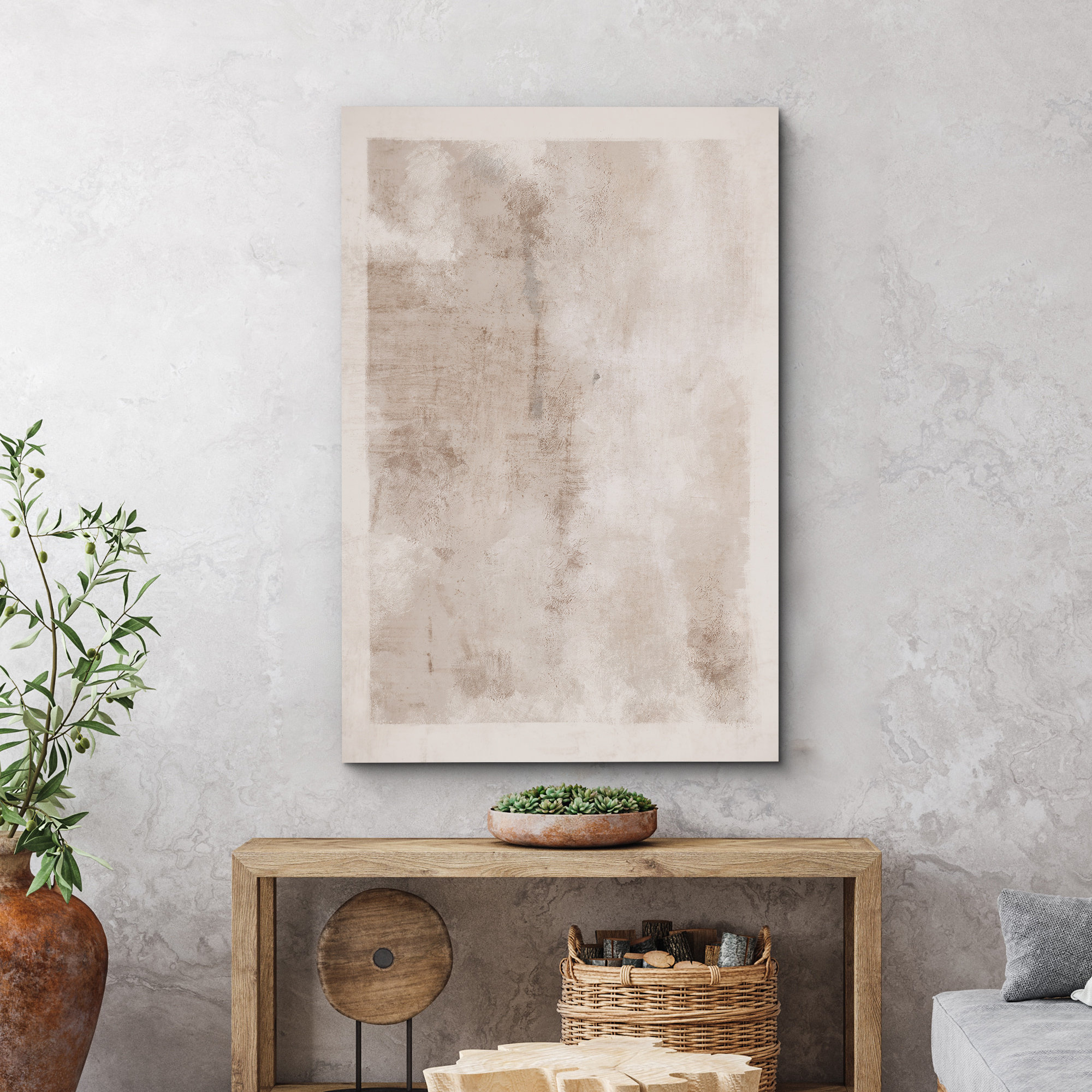 IDEA4WALL Minimal Landscape Abstract Faded Brown Tan Neutral Modern