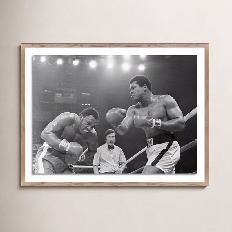 Muhammad Ali Punching by Getty Images, 18" H x 24" W, Rustic Walnut Framed