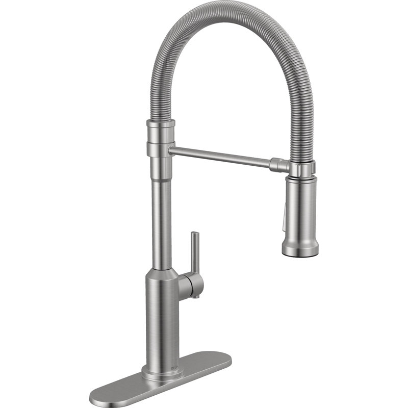 Single Handle Pull-Down Kitchen Faucet With Spring Spout, Lumicoat Arctic Stainless