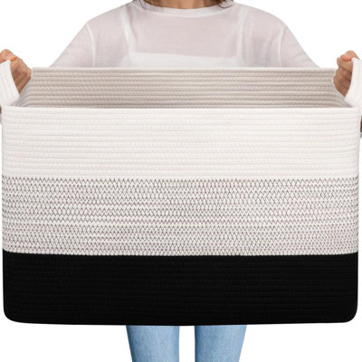Blanket Basket,  Cotton Rope Woven Laundry Basket, Toy Bin For Baby Room, Container For Blanket Storage In Living Room