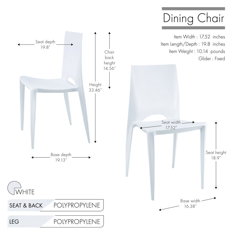 Benja 18.9'' H Stacking Side Chair, White, 2