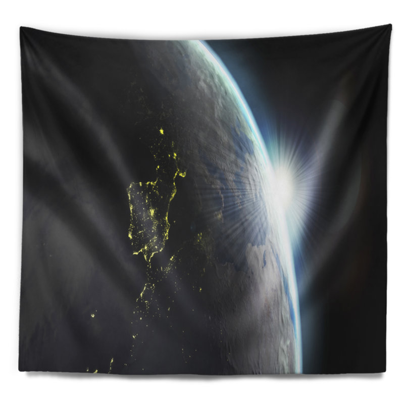 Vue de la terre avec tapisserie effet jour et nuit Abstract, H 50 po x l 60 po