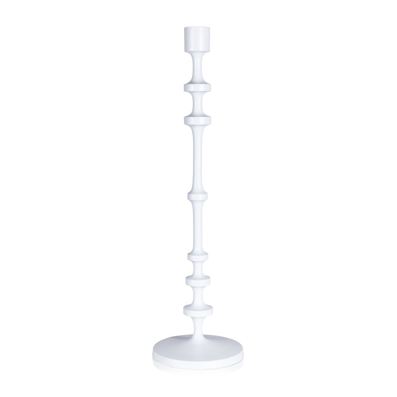 Lilou Matt White Metal Taper Candle Holder, 25" H x 7" W x 7" D