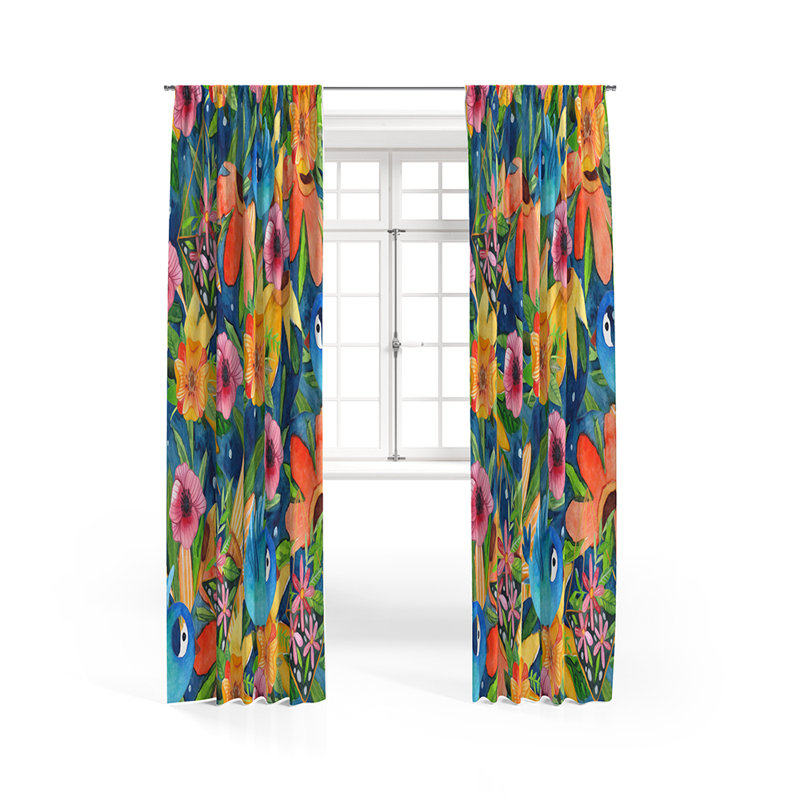 Panneau de rideau floral semi-transparent, L 20 po x L 52 po