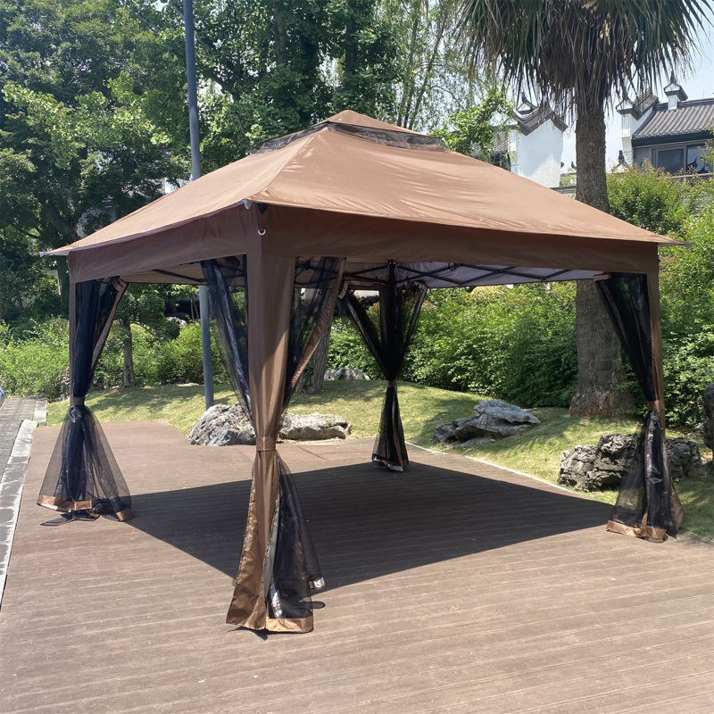 Pavillon de jardin en acier, 9 Ft. W x 9 Ft. D, Brown