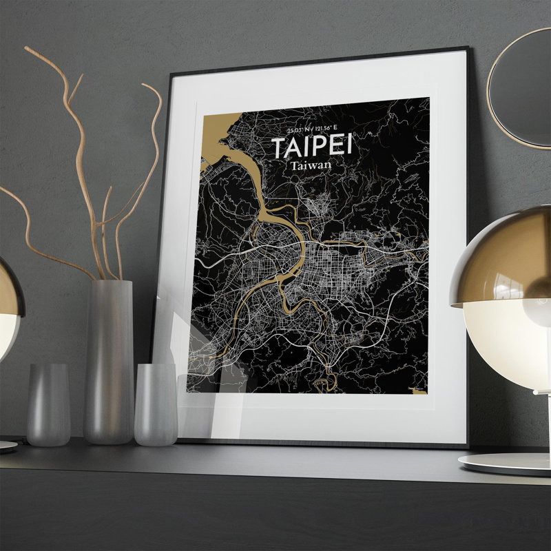 Taipei City Map In Luxe - No Frame Print, 20cm H x 16cm W x 0.05cm D