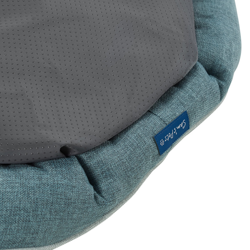 Arthur Pet Bed, Teal, Medium (22.44" W x 19.69" D x 5.4" H)