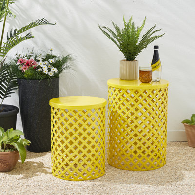 S/2 Multi-functional Metal Garden Stool Accent Stool